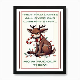 Grumpy Entangled Reindeer Art Print