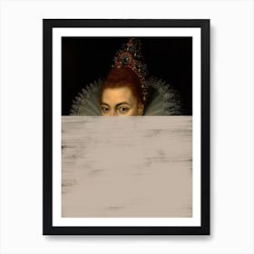 Modern Queen, Eclectic Portrait of Woman, Surreal Eyes Art Print