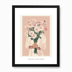 No Rain, No Flowers Poster Spring Girl With Pink Flowers 1 Poster