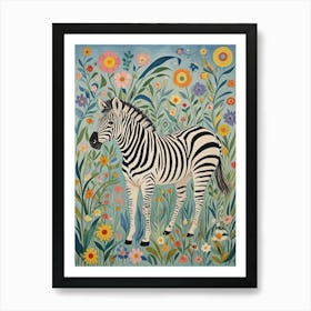 Whimsical Zebra In The Garden Art Print