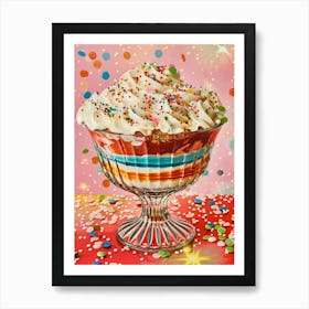 Rainbow Layered Jelly Trifle Retro Collage 2 Art Print