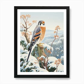 Winter Bird Painting American Kestrel 1 Art Print