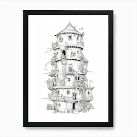 The Tangled Tower (Tangled) Fantasy Inspired Line Art 2 Art Print