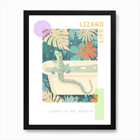 Lizard In The Bathtub Modern Abstract Illustration 5 Poster Art Print