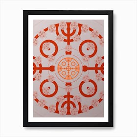 Geometric Abstract Glyph Circle Array in Tomato Red n.0238 Art Print