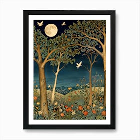 William Morris Moonlight In The Woods 39 Art Print