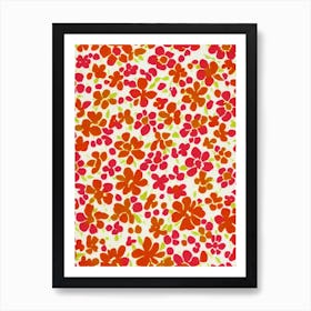 Firethorn Floral Print Retro Pattern1 Flower Art Print