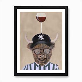 Yak With Wineglass Brown & Black Art Print