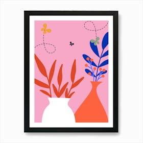 Vases And Flowers Art Print