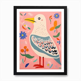 Pink Scandi Seagull 3 Art Print