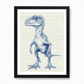 Pteranodon Dinosaur Blue Print Style 2 Art Print