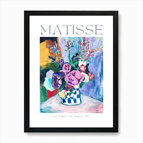 Henri Matisse The Peonies 1907 in HD Les Pinoines Rarer Poster Print by Matisse Still Life Blue and Pink Vibrant Feature Wall Decor by Famous Abstract Impression Artist Fully Remastered Art Print