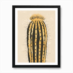 Golden Barrel Cactus Minimalist Abstract 4 Art Print