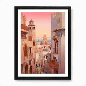 Tangier Morocco 4 Vintage Pink Travel Illustration Art Print