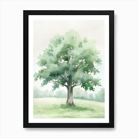 Pecan Tree Atmospheric Watercolour Painting 3 Art Print