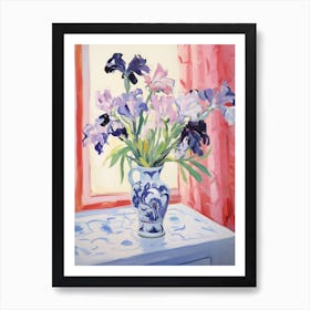 A Vase With Iris, Flower Bouquet 4 Art Print