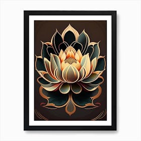 Lotus Flower, Buddhist Symbol Retro Illustration 2 Art Print
