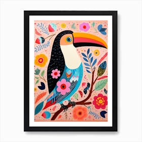 Pink Scandi Toucan 1 Art Print