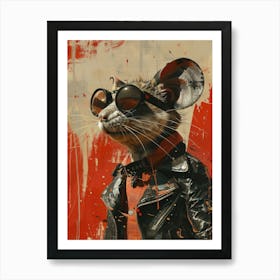 Rat In Leather Jacket Art Print