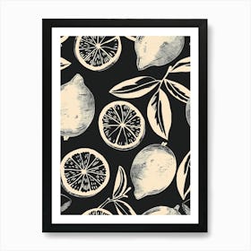 Monochrome Lemons Art Print