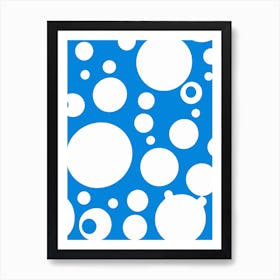 Blue and White Bubble Minimal Abstract Art Print