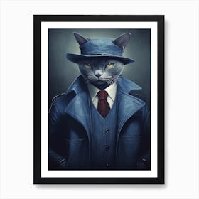 Gangster Cat Russian Blue 4 Art Print