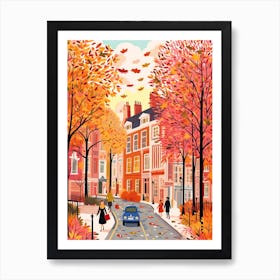 London Street In Autumn Fall Travel Art 4 Art Print