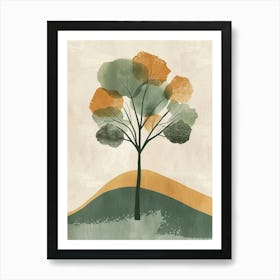 Alder Tree Minimal Japandi Illustration 3 Art Print