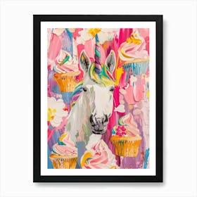 Unicorn Rainbow Cupcake Painting Art Print