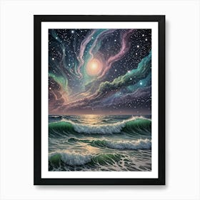 Starry Sky Over The Ocean no2 Art Print