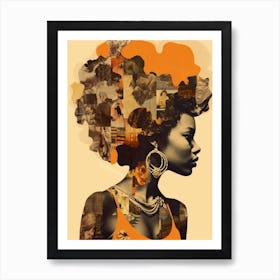 Afro Collage Portrait Retro Art Print