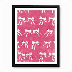 Pink And White Bows 4 Pattern Art Print