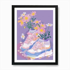 Retro Sneakers With Flowers 90s 2 Art Print