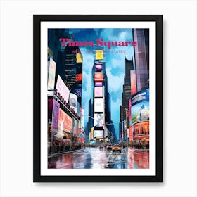 Times Square New York Broadway Travel Art Illustration Poster