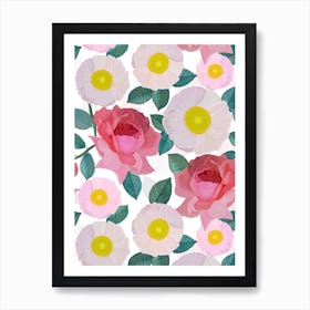 Roses And Poppy Art Print