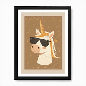 Unicorn With Sunglasses Muted Pastel 1 Art Print
