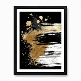 Gold And Black Paint Splatter Art Print