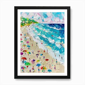 Beach Aerial View Impasto Oil Painting Travel Art Print