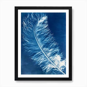 Blue Cyanotype Ostrich Feather 7 Art Print