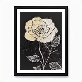 Line Art Roses Flowers Illustration Neutral 13 Art Print