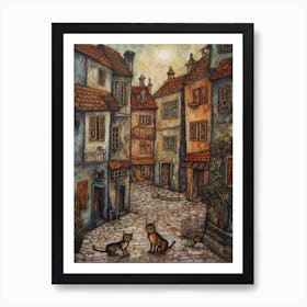 Painting Of Venice With A Cat In The Style Of Renaissance, Da Vinci 1 Art Print