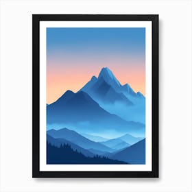 Misty Mountains Vertical Composition In Blue Tone 63 Art Print