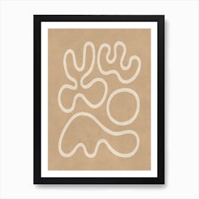 Minimal Abstract Line Art Beige Art Print