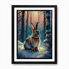 Rabbit In The Snow Art Print