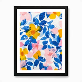 Pink And Blue Flowers Art Print