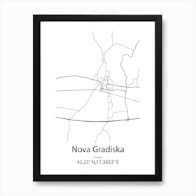 Nova Gradiska,Croatia Minimalist Map Póster