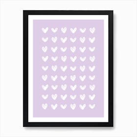Scribble Hearts - Lilac Art Print