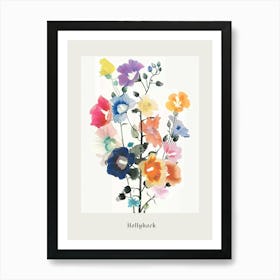 Hollyhock Collage Flower Bouquet Poster Art Print