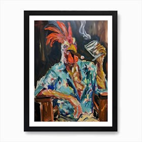 Animal Party: Crumpled Cute Critters with Cocktails and Cigars Rooster 3 Art Print