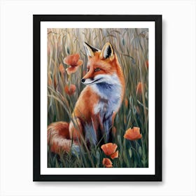 Fox In The Field Art Print